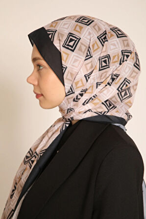 Akel Pudra Geometrik Desenli Şal – Soft Renklerle Modern Tarz