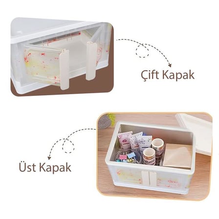 Sn-25883 72L Katlanabilir Plastik Saklama Kutusu Renkli Kapaklı Tekerlekli 40X64X37Cm