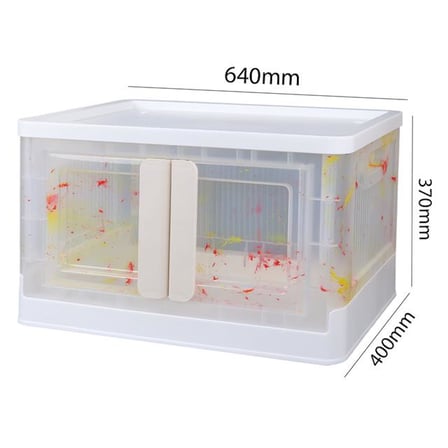 Sn-25883 72L Katlanabilir Plastik Saklama Kutusu Renkli Kapaklı Tekerlekli 40X64X37Cm