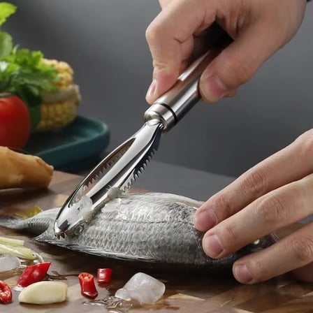 Sn-29726 Profesyonel Paslanmaz Çelik Balık Pulu Kazıyıcı Ve Çok Amaçlı Sebze Oyacağı 230Mm