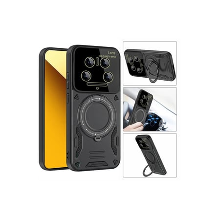 Xiaomi Mi 14 Ultra Kılıf Joy Lens Standlı Kapak - Koyu Yeşil