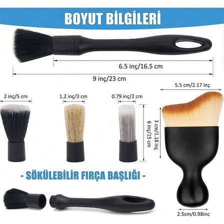 Sn-29167 Çok Fonksiyonlu 5’Li Oto Detay Temizleme Fırça Seti