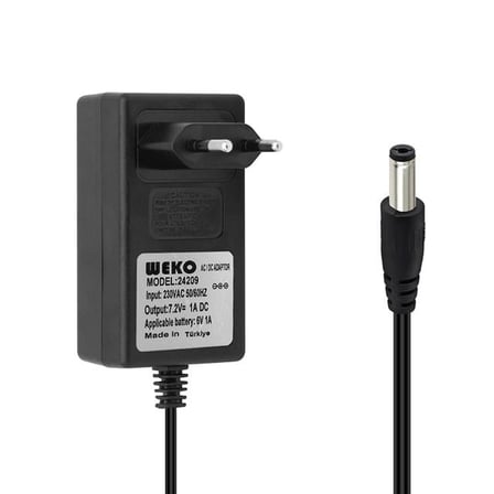 Weko 7.2Volt - 1Amper 5.5X2.5 Uçlu Ledli Yerli Üretim Priz Tipi Adaptör