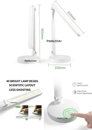 Ps-1912 Şarjlı Dokunmatik Led Masa Lambası – 3 Renk Tonlu, Ayarlanabilir Parlaklık, Usb Kablolu