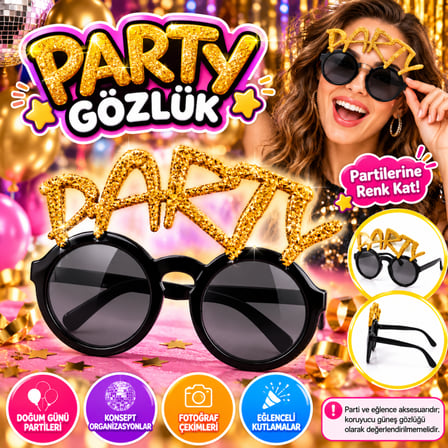 Altın Simli Party Yazılı Parti Gözlüğü