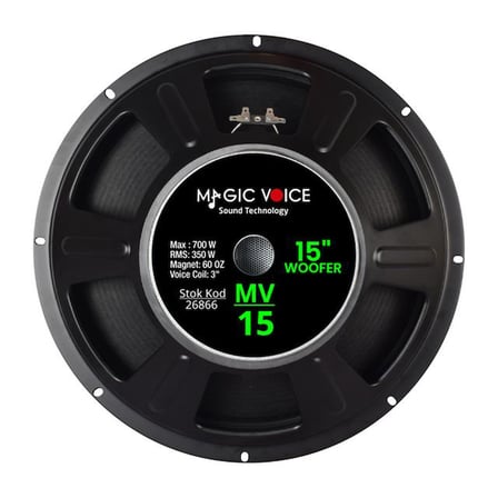 Magicvoice Mv-15 Maks. 700 Watt / Rms 350 Watt 15” Siyah 38 Cm Woofer Yedek Hoparlör