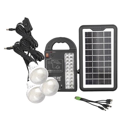 Gd-999 Güneş Enerjili Solar Aydınlatma Sistemi 3 Ampullü Powerbank Özellikli Taşınabilir Kamp Seti