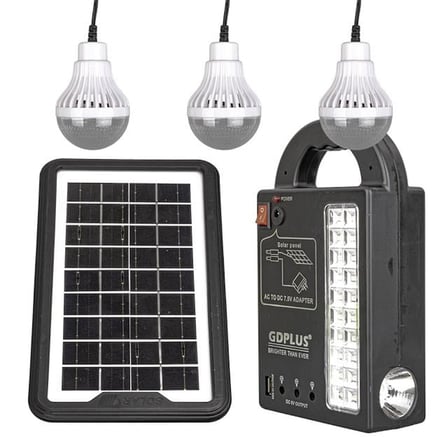 Gd-999 Güneş Enerjili Solar Aydınlatma Sistemi 3 Ampullü Powerbank Özellikli Taşınabilir Kamp Seti