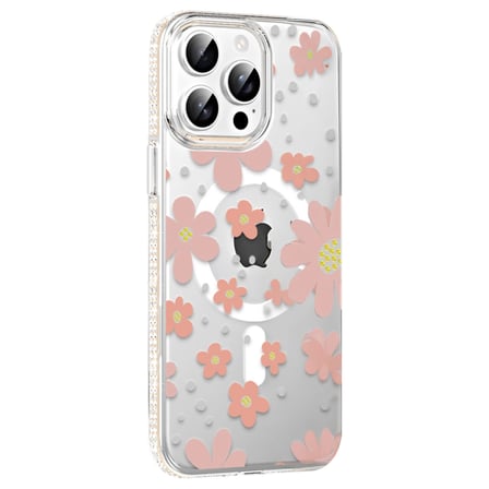 AKLLIBYİ98 Joko Apple İphone 15 Pro Floral Magsafe Kapak - Pembe HMNG98