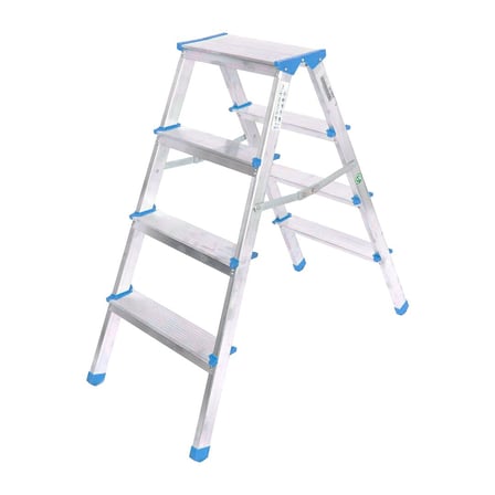 AKLLIBYİ98 4+4 Çift Basamaklı Alüminyum Metal Merdiven Yükseklik = 92CM Baş Genişlik = 8CM HMNG98