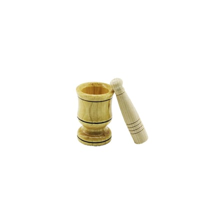 AKLLIBYİ98 Küçük Boy Ahşap Havan Sarımsak Dövecek Ç: 6CM--D: 4CM--Y: 8.8CM Fileli Ambalaj HMNG98