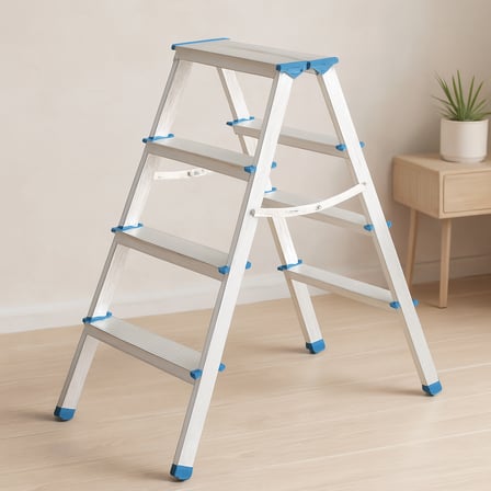 AKLLIBYİ98 Alüminyum Çift Basamaklı Merdiven 92 cm (4+4) HMNG98