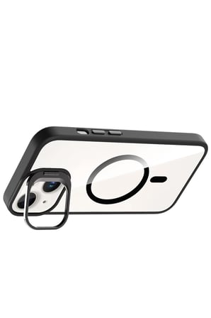 AKLLIBYİ98 Joko Apple iPhone 14 Remim Lensli Magsafe Standlı Kapak - Siyah HMNG98