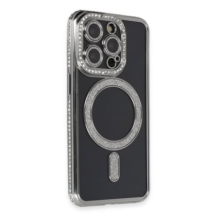 AKLLIBYİ98 Apple İphone 14 Pro Max Kılıf Joke Simli Magneticsafe Kılıf - Gri HMNG98