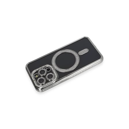 AKLLIBYİ98 Apple İphone 14 Pro Max Kılıf Joke Simli Magneticsafe Kılıf - Gri HMNG98
