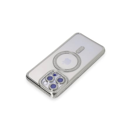 AKLLIBYİ98 Apple Uyumlu İphone 15 Pro Kılıf Joke Simli Magneticsafe Kılıf - Gümüş HMNG98