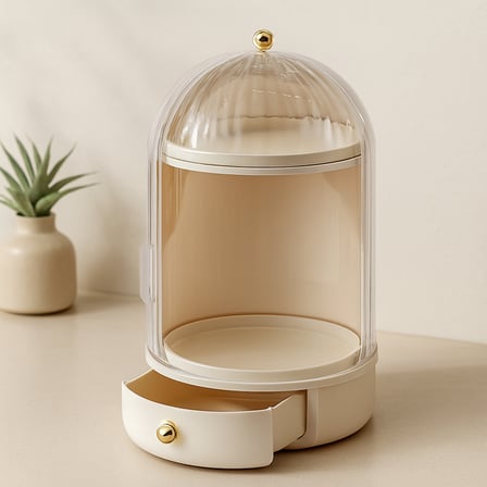 AKLLIBYİ98 360° Döner Kozmetik Organizer - Şeffaf Kapaklı Çekmeceli HMNG98