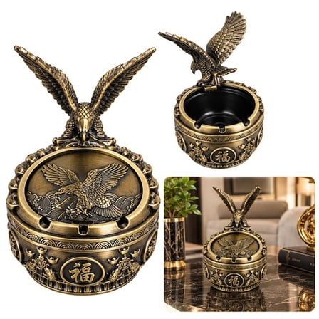 AKLLIBYİ98 SN-38895 Antik Bronz Kartal Figürlü Dekoratif Küllük HMNG98