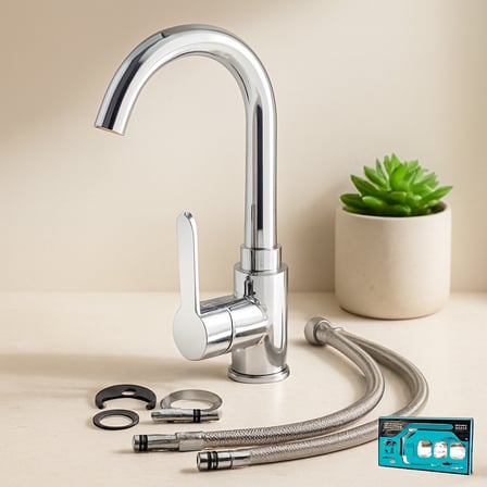 AKLLIBYİ98 Krom Aç-Kapa Lavabo Bataryası KTX-2639 HMNG98