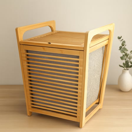 AKLLIBYİ98 Bambu Kirli Çamaşır Sepeti 40x35x60 cm HMNG98