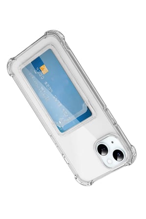 AKLLIBYİ98 Apple iPhone 15 Kılıf Kart Şeffaf Silikon - Şeffaf HMNG98