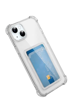 AKLLIBYİ98 Apple iPhone 15 Kılıf Kart Şeffaf Silikon - Şeffaf HMNG98