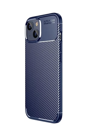 AKLLIBYİ98 Apple iPhone 15 Kılıf Auto Focus Karbon Kapak - Lacivert HMNG98