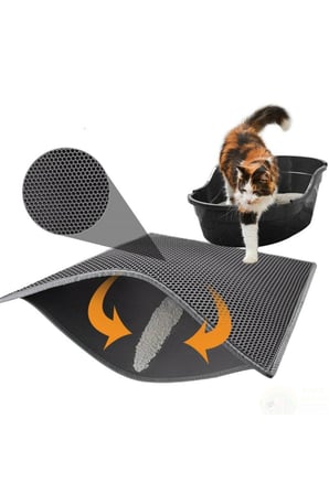 AKLLIBYİ98 Kedi Tuvalet Önü Kum Toplayıcı Temizleyici Elekli Gri Paspas HMNG98