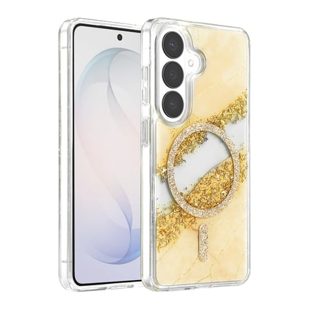 AKLLIBYİ98 Onegif Samsung Uyumlu Galaxy S26 Lotus Simli Magsafe Kapak - Gümüş HMNG98