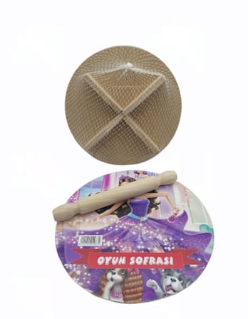 AKLLIBYİ98 24CM Resimli Ahşap Oyun Sofrası Ekmek Tahta HMNG98