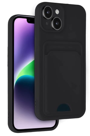 AKLLIBYİ98 Apple iPhone 14 Kılıf Kelvin Kartvizitli Silikon - Siyah HMNG98