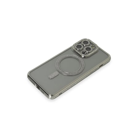 AKLLIBYİ98 Apple İphone 15 Pro Kılıf Joke Simli Magneticsafe Kılıf - Gri HMNG98