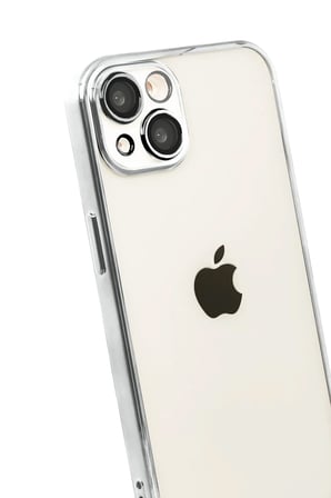 AKLLIBYİ98 Apple iPhone 15 Razer Lensli Silikon - Gümüş HMNG98