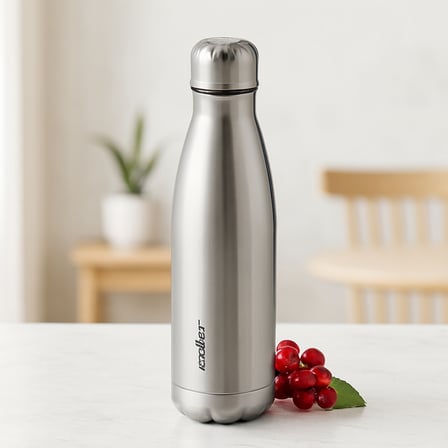 AKLLIBYİ98 500 ml Paslanmaz Çelik Şişe Termos (Krom, Kaydırmaz Taban) HMNG98