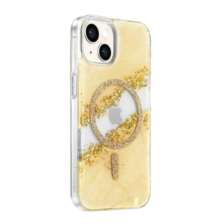 AKLLIBYİ98 Onegif Apple İphone 14 Lotus Simli Magsafe Kapak - Gümüş HMNG98