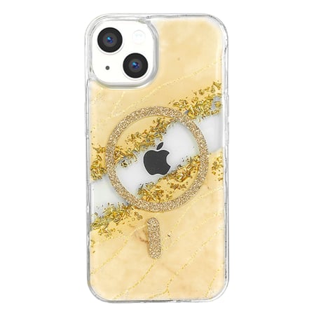 AKLLIBYİ98 Onegif Apple İphone 14 Lotus Simli Magsafe Kapak - Gümüş HMNG98