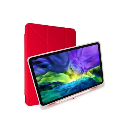 AKLLIBYİ98 Samsung Galaxy T737 Tab S7 Fe 12.4 Kılıf Kalemlikli Mars Tablet Kılıfı - Kırmızı HMNG98