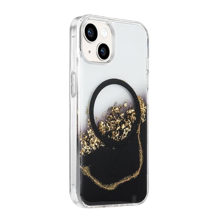 AKLLIBYİ98 Onegif Apple Uyumlu İphone 15 Lotus Simli Magsafe Kapak - Siyah HMNG98