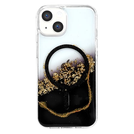 AKLLIBYİ98 Onegif Apple Uyumlu İphone 15 Lotus Simli Magsafe Kapak - Siyah HMNG98