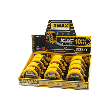 AKLLIBYİ98 Çelik Şerit Metre 10 m x 25 mm Otomatik Kilit (1 ADET) HMNG98