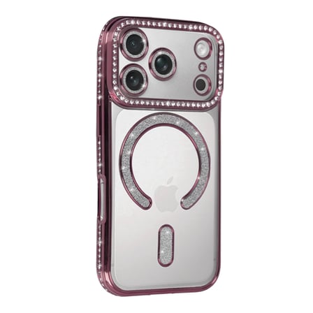 AKLLIBYİ98 Apple Uyumlu İphone 17 Pro Max Joke Simli Magneticsafe Kılıf - Pembe HMNG98