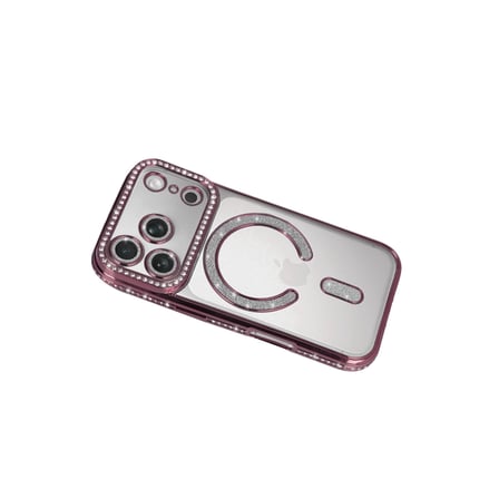 AKLLIBYİ98 Apple Uyumlu İphone 17 Pro Max Joke Simli Magneticsafe Kılıf - Pembe HMNG98