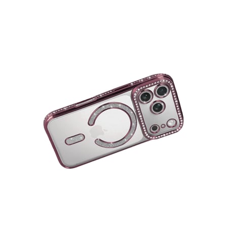 AKLLIBYİ98 Apple Uyumlu İphone 17 Pro Max Joke Simli Magneticsafe Kılıf - Pembe HMNG98