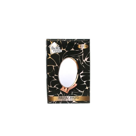 AKLLIBYİ98 Oval Çift Taraflı Makyaj Aynası 16.5x13 cm Katlanır Ayaklı Bakır HMNG98