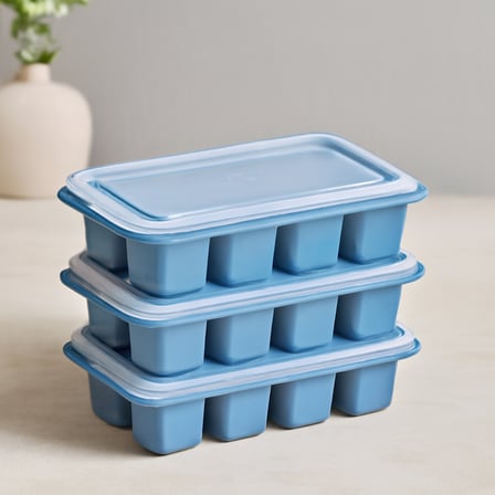 AKLLIBYİ98 Kapaklı Plastik 3'lü Mini Küp Buzluk HMNG98