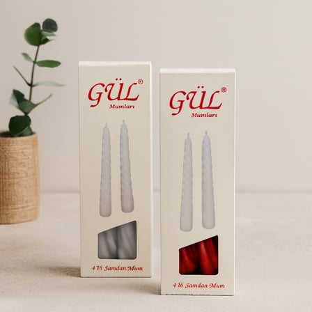 AKLLIBYİ98 Gül Mum 17 cm 4'lü Set (Şamdan & Burgulu, Beyaz ve Renkli) HMNG98