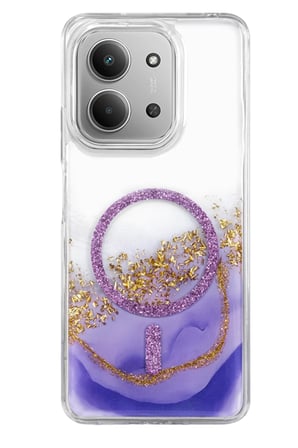 AKLLIBYİ98 Onegif Xiaomi Redmi 15C 4G Lotus Simli Magsafe Kapak - Mor HMNG98