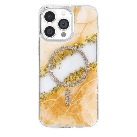 AKLLIBYİ98 Onegif Apple İphone 14 Pro Max Lotus Simli Magsafe Kapak - Turuncu HMNG98
