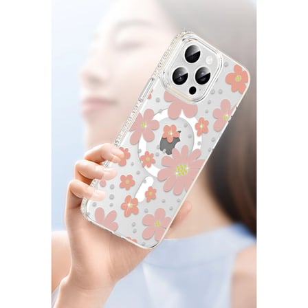 AKLLIBYİ98 Joko Apple İphone 15 Pro Floral Magsafe Kapak - Sarı HMNG98