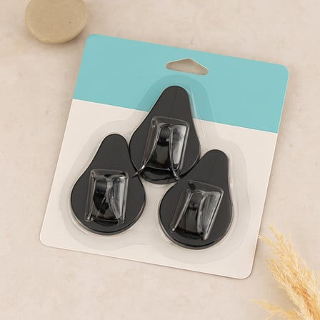 AKLLIBYİ98 3'lü Yapışkanlı Lilyum Askı - Siyah Beyaz Plastik HMNG98